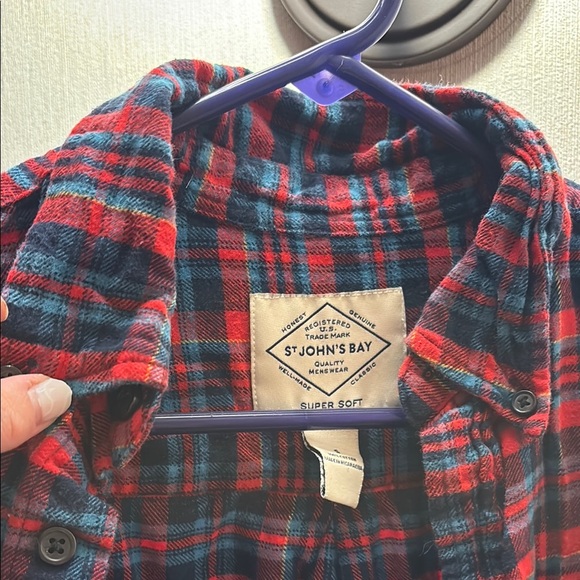 St John's Bay Red and Black Casual Button Down Shirt - Picture 5 of 5